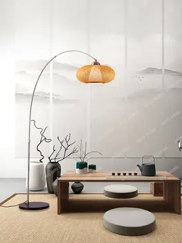Chineză Lampa De Podea Noapte Pește Atragerea Lampa De Ceai Camera De Zi Canapea Dormitor Zen Chinez Stil Japonez De Control De La Distanță Arc