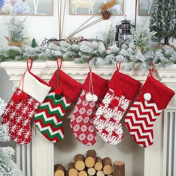 Ciorapi de Crăciun Decoratiuni interioare Accesorii Cadou de Crăciun Saci Rosu Alb Elan Ciorap Șosete de Crăciun Ornamente pentru Pomul de 8pc/lot