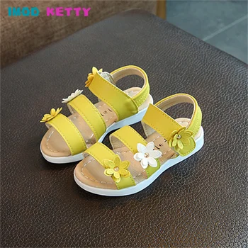 Copii Fete Sandale 2023 Vara Nou Stil de Moda Confortabil Printesa Frumoasa Floare Fund Moale Versatil Pantofi Plat