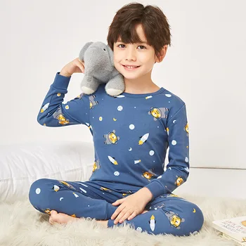 Copii Pijama Set Haine de Toamna Pentru Boy Fata 2 buc Topuri + Pantaloni Animal Pijamale Desene animate Dinosaur Tigru Bumbac Copii Pijamale