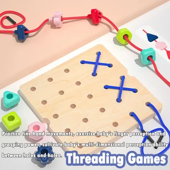 Copiii Montessori Culoare Pegboard Jucării 3D de Învățare Educație Handmade-Uri Filetare Joc de Activități de Educație Jucărie