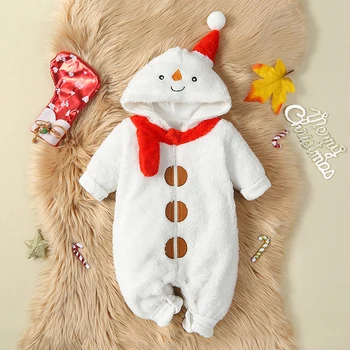 Copil de crăciun Băiat Fată Costum om de Zăpadă Romper de Iarnă pentru Sugari Hanorac Salopeta Zip-up Vladan