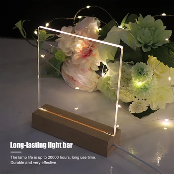 Creative CONDUS de Lemn Display Luminat Bază de Acril Lumină Placa de Baza Dreptunghi Cristal USB Luminat Stea timp De Rășină de Artă Lumini de Bază