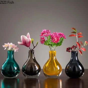 Cristal Vaza De Sticla Living Creative Culoare Solidă Cultură Apă Mică Vază De Flori Aranjament Decor Acasă Decorare De Arta