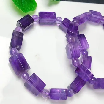 Culoare Destul De Vânzare Fierbinte Naturale Violet Închis Amethsyt Cristal Butoi Șirag De Mărgele Brățară Pentru Darul De Vindecare