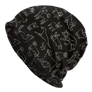Câini Amuzant Capota Negru Femme Rece Pălărie Tricotate Pentru Barbati Femei Toamna Iarna Cald Husky Siberian Căciuli Capace