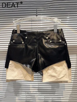DECESUL Streetwear Buzunar de Design din Piele PU pantaloni Scurți Pentru Femei Talie Mare cu Fermoar Pantaloni scurți de Moda de sex Feminin 2023 Toamna anului Nou 11XX5262