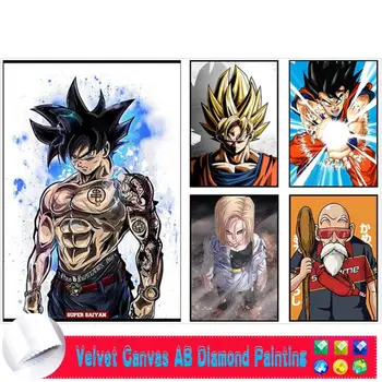 DIY Diamant Broderie Japonia Anime Goku 5d Full Pătrat AB Catifea, Panza de Diamant Pictura Cruce Cusatura Poze Mozaic Copii Cadou