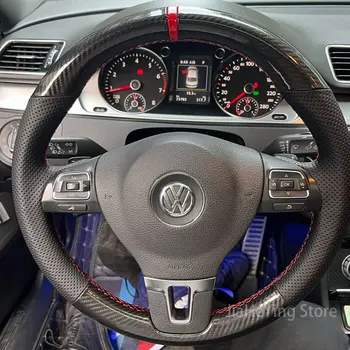 DIY de Mână-Cusute Non-Alunecare de Mașină din Piele Capac Volan Panglica Pentru Volkswagen Golf, Tiguan Passat B7 CC, Touran Jetta Mk6