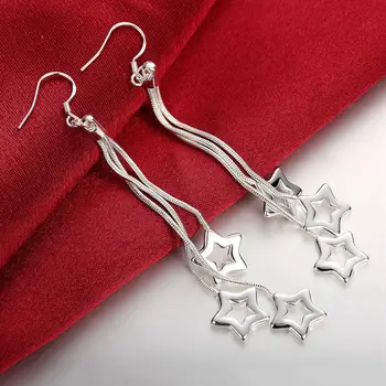 De vânzare de înaltă calitate de Argint 925 Cercei moda Bijuterii Femeie elegantă Ciucure agățat de stele cercei Cadouri de Craciun