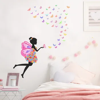 Desene animate fată elf Butterfly Princess Dormitor casa prispa autocolante de perete decorative autoadezive acasă decorare accesorii