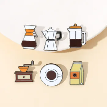 Desene animate serie de cafea brosa Creative ceașcă de cafea cu Lapte cutie de metal email pin Distractiv haine genti rucsac cafenea Insigna accesorii