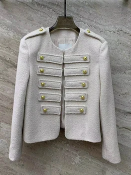 Design vintage rotund gat intrebarea dublu breasted lână haina scurta femei nou de toamna de moda de lux sacou jacheta
