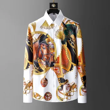 Din Bumbac Tricou Casual Barbati Supradimensionat Liber Maneca Lunga Marfă Cămăși pentru Bărbați Îmbrăcăminte de Înaltă Calitate de imprimare Scule Tricou marime mare