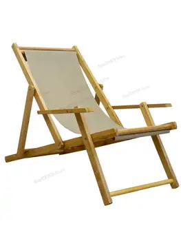 Din lemn masiv, scaun de plajă în aer liber portabile panza scaun balcon agrement scaun pliant scaun leneș canapea pauza de masa moon scaun