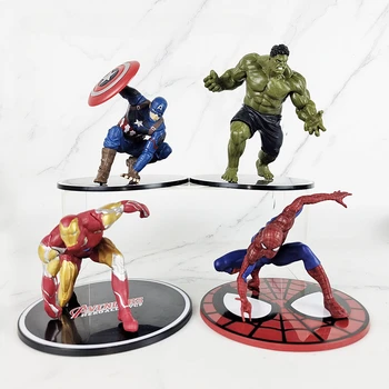 Disney Marvel Avengers Spider Man Captain America, Hulk, Iron Man Figura Anime Masina Ornament Drăguț Jucării Model De Tort Decor Accesorii