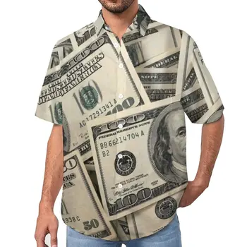 Dolarul Plaja Cămașă de Bani în Valută Hawaii Camasi Casual Barbati de Moda Bluze cu Maneci Personalizate Topuri Plus Dimensiune 4XL