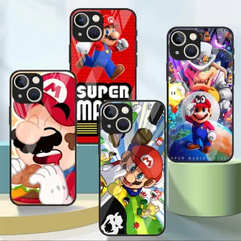 Drăguț Amuzant Super Mario Sticla de Caz Pentru Apple iPhone 14 11 13 12 Pro XR X XS Max 13Pro 13Mini 14Plus Silicon Moale Capacul Telefonului