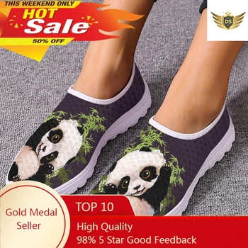 Drăguț Panda Bambus de Imprimare 3D pentru Femei Pantofi Confortabil Si Respirabil Vara Pantofi Adidași ochiurilor de Plasă Alunecare Pe Pantofi