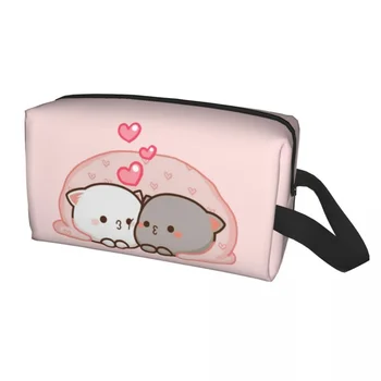 Drăguț drăguț Mochi Cat de Piersici Și Goma Iubesc Kiss Travel borsetă pentru Femei Cosmetice Machiaj Organizator Frumusete de Stocare Dopp Kit