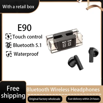 E90 TWS Căști Bluetooth Touch Control Căști fără Fir, Căști Cu Microfon Display LED HD Stereo Sport rezistent la apa Căști