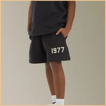ESSENTIALS de Moda pentru Copii pantaloni Scurți 1977 Imprimate Casual Pantaloni de Bumbac de Lux, Design de Brand High Street Liber Părinte-copil Purta