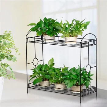 Easyfashion 2-Tier Metal Plante și Flori Display Stand decor mobilier Clasic eleganta Planta Rafturi
