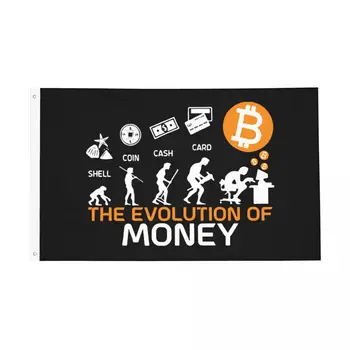Evoluția De Bani Amuzant Bitcoin Pavilion Banner Poliester Crypto Monedă Cryptocurrency Decor Durabil 2x3 4x6 3x5 FT Steaguri
