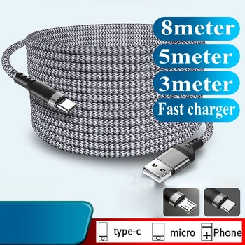 Extender Usb 3M/5M/8M Lung Tip C Cablu de Încărcare Încărcător Micro Usb, Cablul de Sârmă pentru Samsung, Xiaomi, Huawei Telefon Mobil Cablu de Date