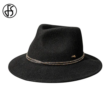 FS Lux Pălării Pălării pentru Femei, Bărbați Margine Largă Domn Elegant de Toamna Iarna Jazz Pălărie de Lână Epocă Gangster Trilby Simțit Capac