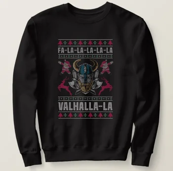 Fa La La La Valhalla La Nordic Viking ' er Dumnezeu Odin Urât Pulover de Crăciun Haine Noi din Bumbac 100% Casual Mens Xmas Streetwear