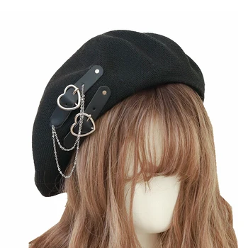 Fata Punk Bereta Pălărie Goth Stil Preppy Femei Accesorii de Par Moda Beanie JK Pălărie de Vară Respirabil Gothic Lolita Pălării Capac