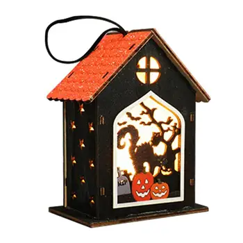 Felinar De Halloween Woodhouse Ornament Striga Decorative Fermă De Iluminat Semn Pentru Casa Living Raft Patio Cu Masă