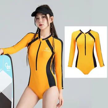 Femei-O Bucată de Costume de baie cu Maneci Lungi Rash Guard Protecție UV Surfing Apă Sport Costum Salopeta Yoga Activewear