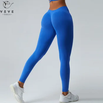 Femei fără Sudură Scrunch Butt Fitness Sport Jambiere Nu Camel Toe V Înapoi Pantaloni de Yoga pentru Femei