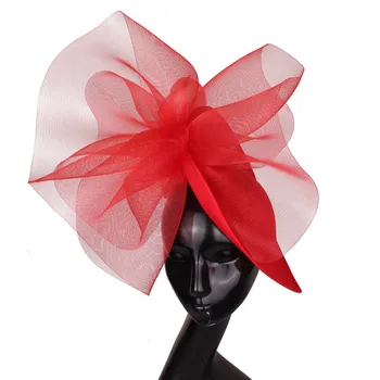 Femeie Elegant Cocktail Pene Palarioare Pălărie Roșie Pălării De Damă Accesorii De Par Derby Femeile Nunta Biserica Chapeau Capace De Pălării