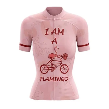 Flamingo Femei Ciclism Jersey cu Mânecă Scurtă Tricou Bicicleta Biciclete Purta Drum de Munte de Haine Ciclu de Curse de MTB de Îmbrăcăminte