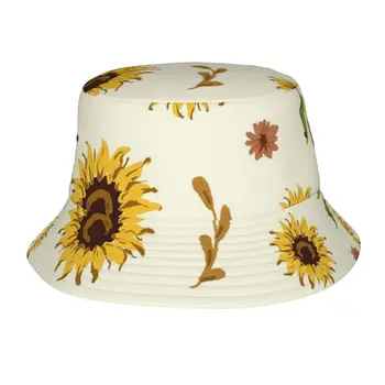 Floarea-soarelui Bucket Hat pentru Barbati Femei Pescar în aer liber, de Vară, Călătorie Drumeții Capace