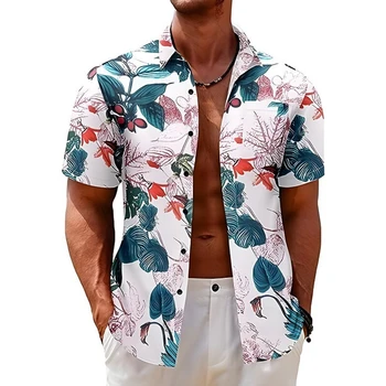 Flori Element Tricou Pentru Men3d Moda Tipărite de Îmbrăcăminte pentru Bărbați de Agrement, Vacanta, Strada Cămașă Hawaiană Liber Supradimensionate Cămașă Bărbați