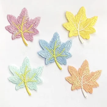 Frunze de arțar Plante Haine Coase Patch-uri Pe Embroideried Autocolante pentru Îmbrăcăminte Geaca de Blugi Tesatura DIY Decorare Appliue Autocolante