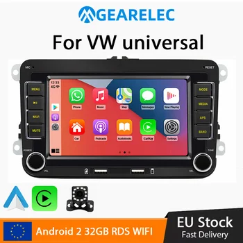 Gearelec 2din Android Auto Radio Auto Pentru VW Tiguan Touran Caddy Jetta Polo Passat Seat Player Multimedia Stereo GPS Nav WiFi
