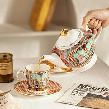 [Gospodinele moderne&Hepburn Pisica] Epocă porțelan ceainic, ceașcă de ceai, ceașcă de Cafea placa, ceai după-amiaza, rafinat cutie cadou set