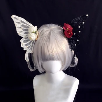Goth Înger, Demon, Aripi Ac de păr pentru Femei Rose Pearl Fluture KC Frizură Fete Lolita Clip de Păr