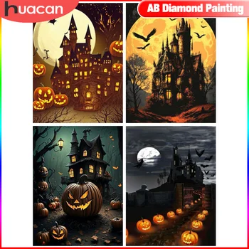 HUACAN Halloween Diamant Pictura Casa Plină Pătrat Rotund Stras Mozaic PumpkinDecoration Pentru Acasă