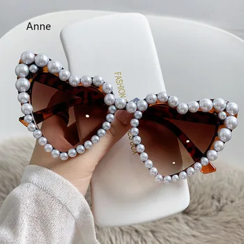 INS Tendință în formă de Inimă ochelari de Soare pentru Femei de Moda de Lux Perla Design Ochelari de Soare Femei Elegante UV400 Anti-orbire Nuante de Ochelari