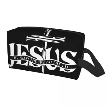 Isus, Calea, Adevărul Viața Sac De Cosmetice Femei Drăguț Mare Religie Cruce Credința Creștină Machiaj Caz De Depozitare Și Articole De Toaletă