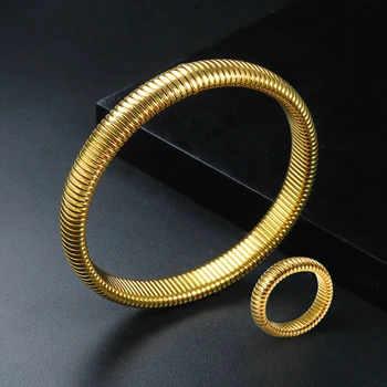 JOVO IUBESC Moda Simplă Formă de Șarpe Spirală poftă de mâncare Bratari Pentru Femei Vintage Elastic Tigan Brățară din Oțel Inoxidabil Bijuterii Fine