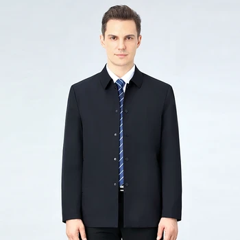 Jacheta barbati primavara si toamna Butonul de jos sacou rever jachete pentru barbati business casual jacheta lui Tata sacou canadiană