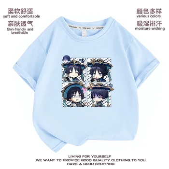 Joc Genshin Impact Wanderer Tricou Copii Desene animate Anime Tipărite de Moda T-shirt cu Maneci Scurte Topuri Tricouri Haine pentru Copii