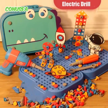 Jucarii pentru copii Set de scule Electrice de Foraj Șurub Piuliță Puzzle 3D Jucării Pretinde Joc Dinozaur Foraj Asamblare Jucarii Educative pentru Baieti